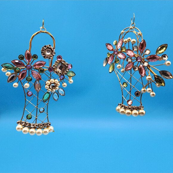 Katherine’s Collections Rhinestone Flower Basket Ornaments • Set of 2 • Vintage - Picture 9 of 10